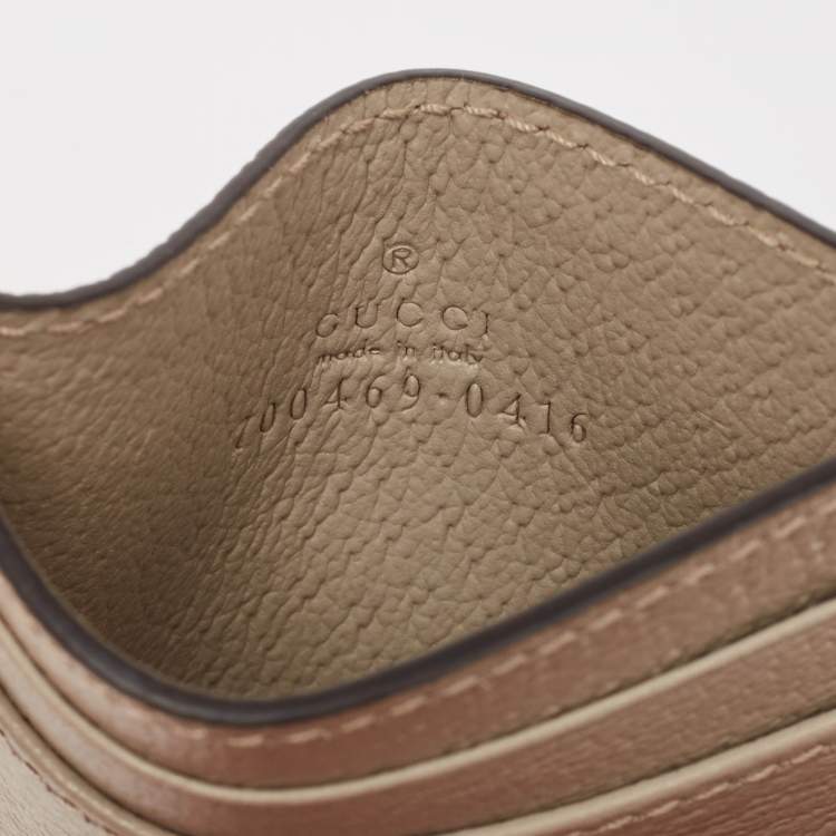 Pre Owned Gucci Light Beige Leather Horsebit Card Case