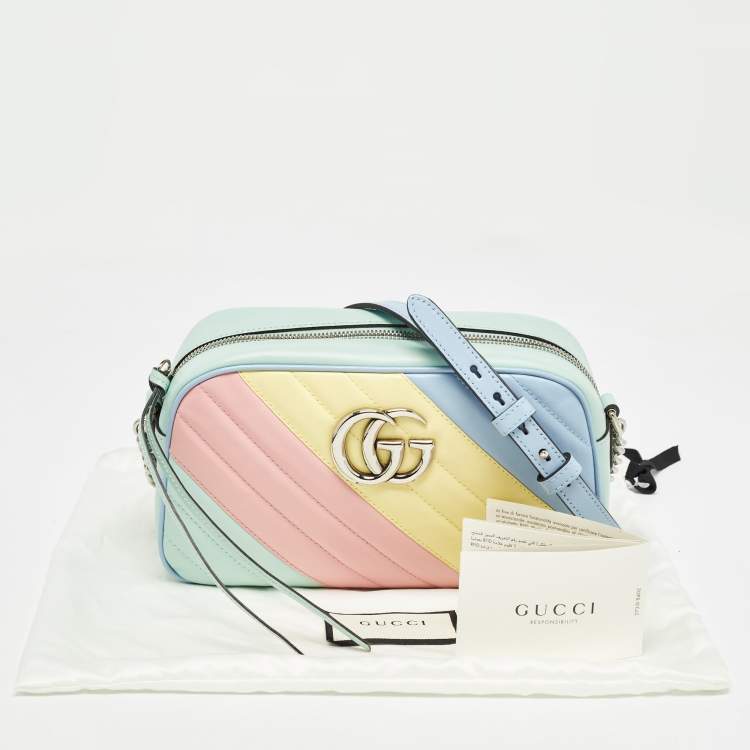 Pre Owned Gucci Multicolor Matelassé Leather Small GG Marmont Shoulder Bag