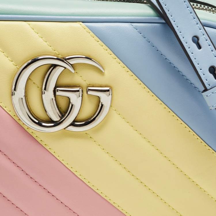 Pre Owned Gucci Multicolor Matelassé Leather Small GG Marmont Shoulder Bag