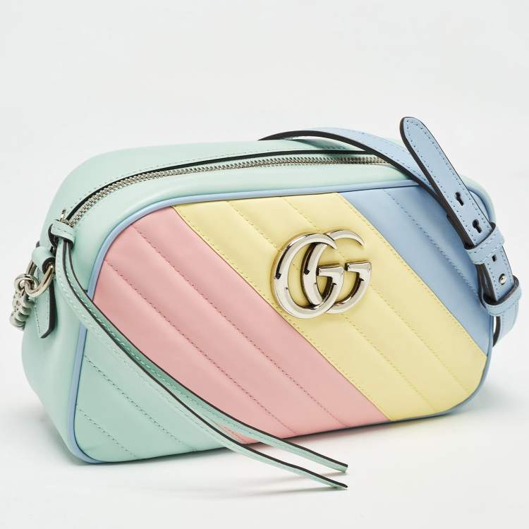 Pre Owned Gucci Multicolor Matelassé Leather Small GG Marmont Shoulder Bag