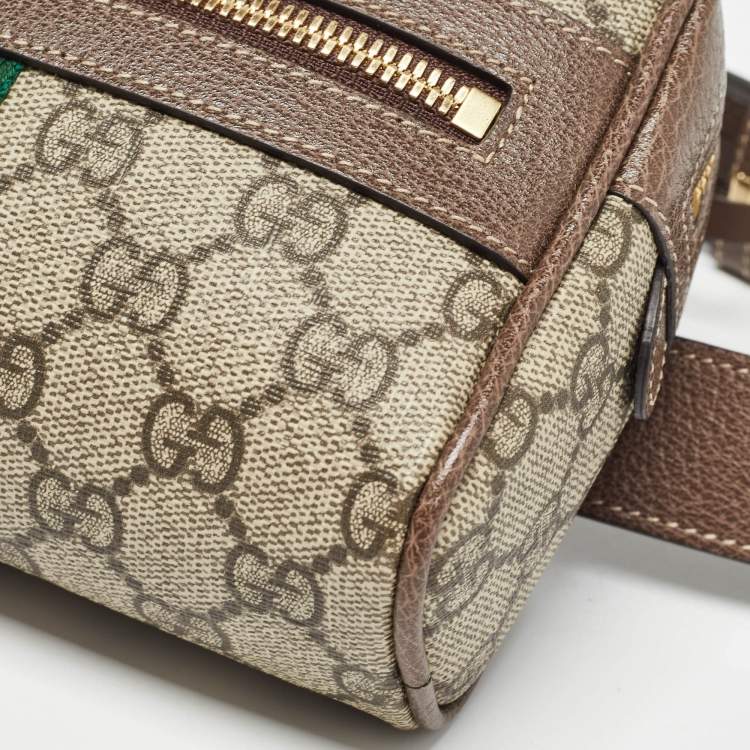 Pre Owned Gucci Brown/Beige GG Supreme Canvas and Leather Ophidia Belt Bag