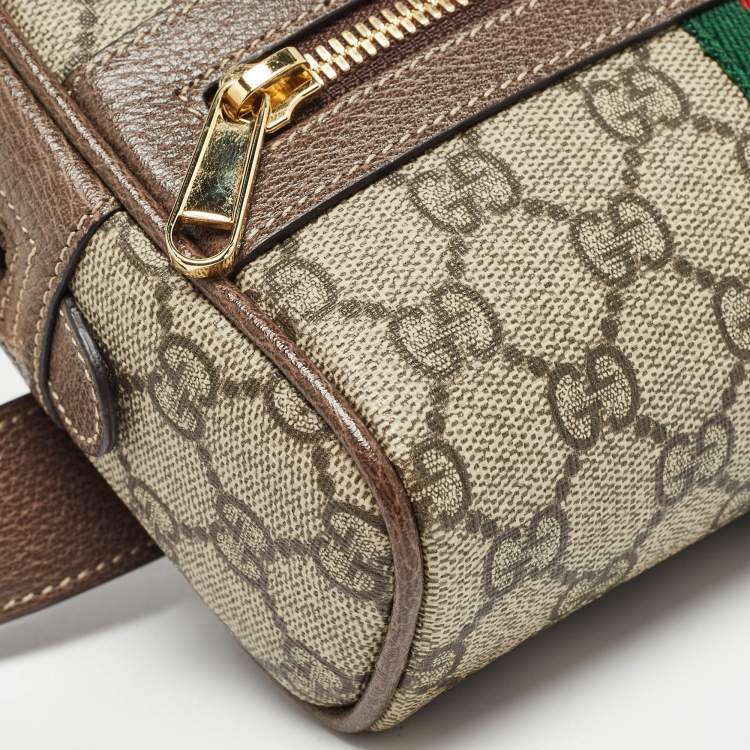 Pre Owned Gucci Brown/Beige GG Supreme Canvas and Leather Ophidia Belt Bag