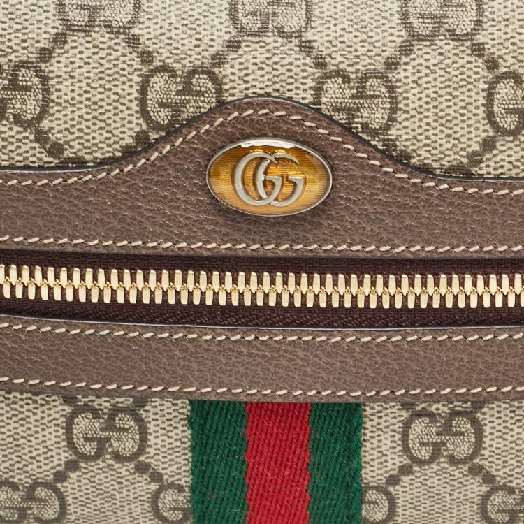 Pre Owned Gucci Brown/Beige GG Supreme Canvas and Leather Ophidia Belt Bag