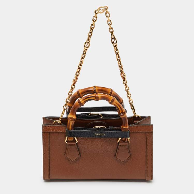 مملوكة مسبقًا Gucci Brown Leather Small Diana Chain Shoulder Bag