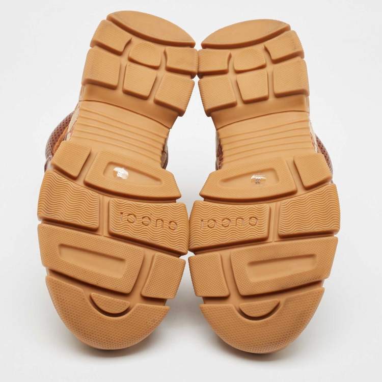 Pre Owned Gucci Beige/Brown GG Canvas and Suede Flashtrek Boots Size 35