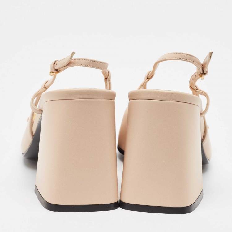 Pre Owned Gucci Light Pink Leather Horsebit Slingback Pumps Size 41