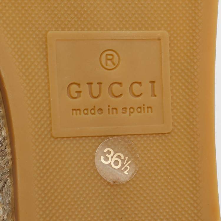 Pre Owned Gucci Brown/Beige Matelasse GG Canvas GG Marmont Espadrille Flats Size 36.5