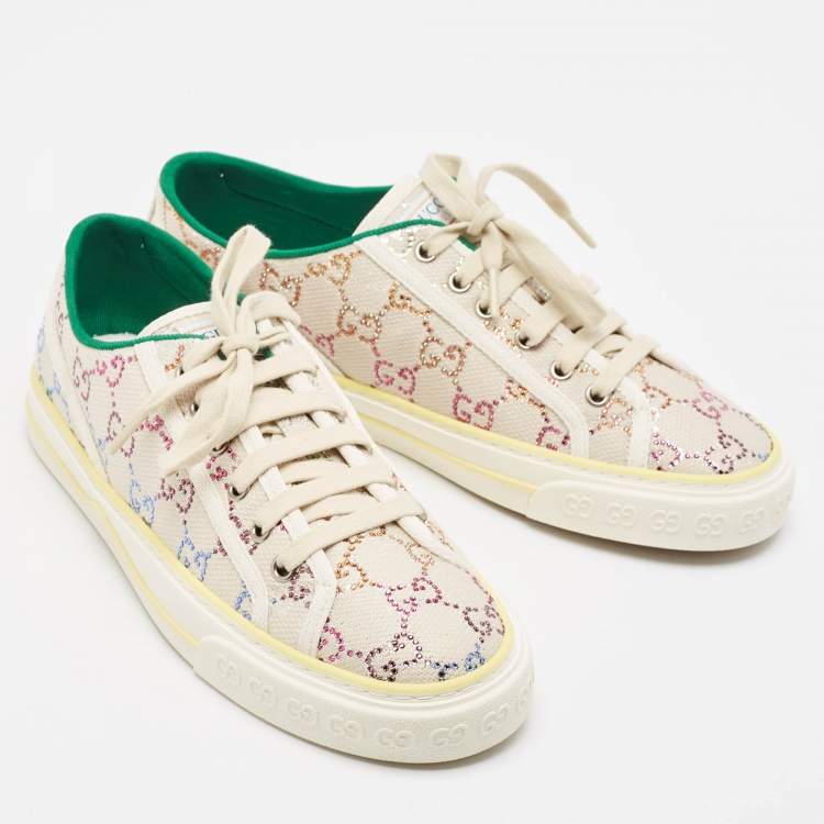 Pre Owned Gucci Multicolor Crystal GG Canvas Tennis 1977 Sneakers Size 40