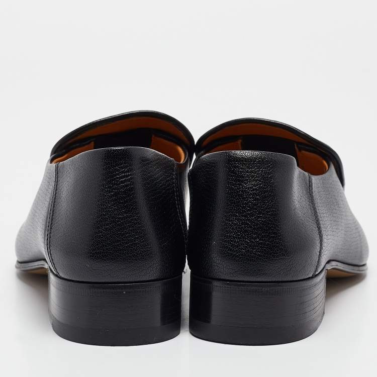 Pre Owned Gucci Black Leather Horsebit Foldable Loafers Size 39.5