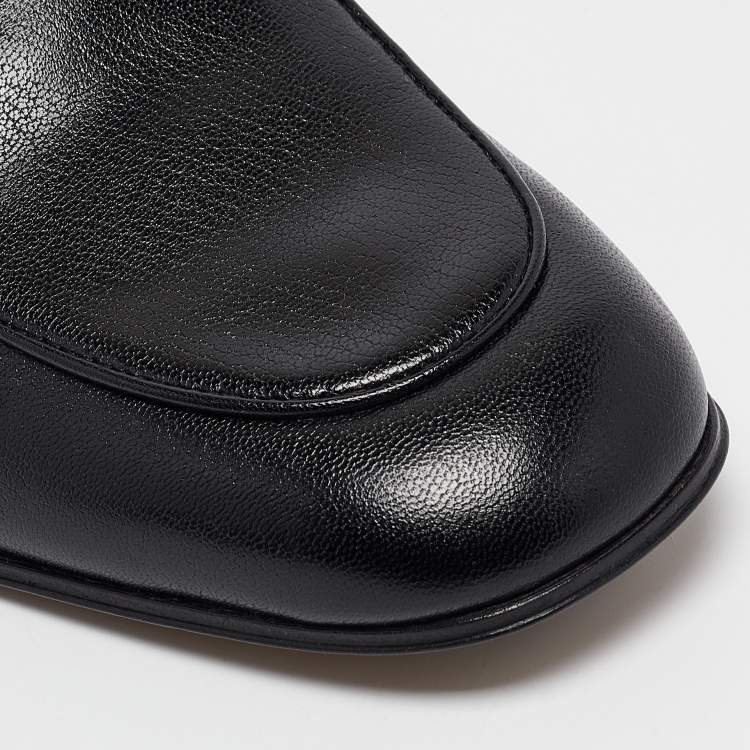 Pre Owned Gucci Black Leather Horsebit Foldable Loafers Size 39.5