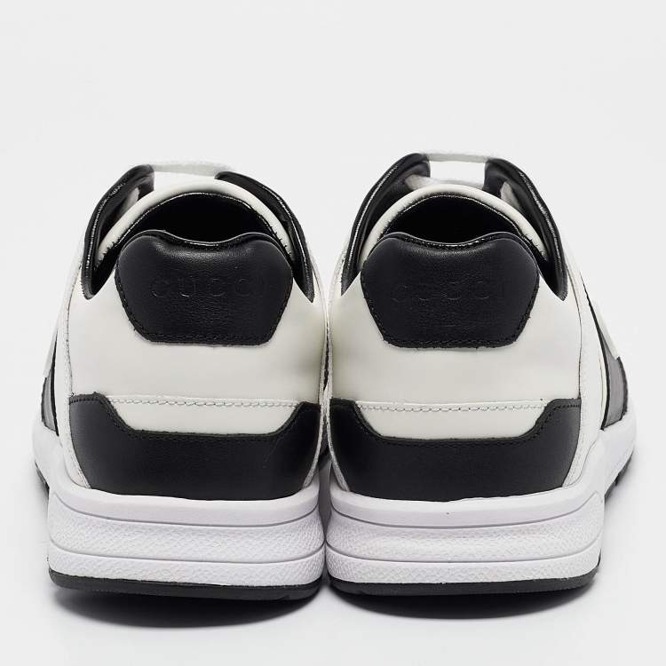 Pre Owned Gucci Black/White Leather Interlocking G Sneakers Size 37