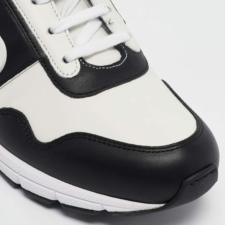 Pre Owned Gucci Black/White Leather Interlocking G Sneakers Size 37
