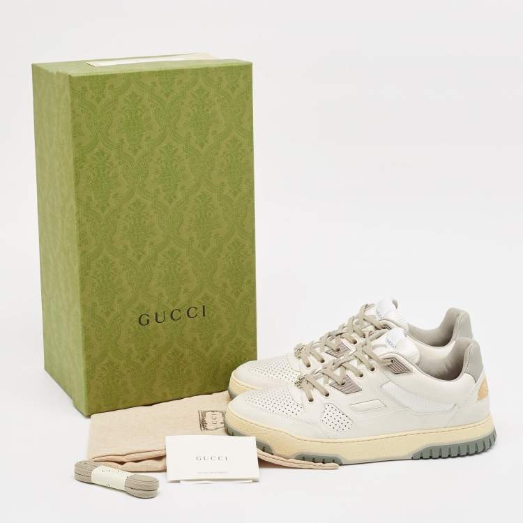 مملوكة مسبقًا Gucci Off White Distressed Leather Jones Sneakers Size 40