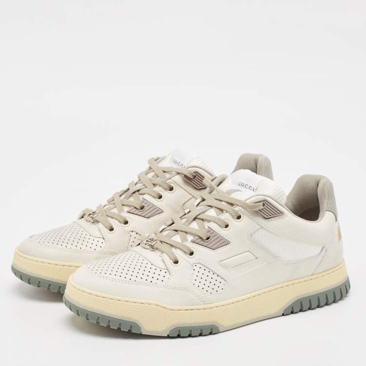 مملوكة مسبقًا Gucci Off White Distressed Leather Jones Sneakers Size 40