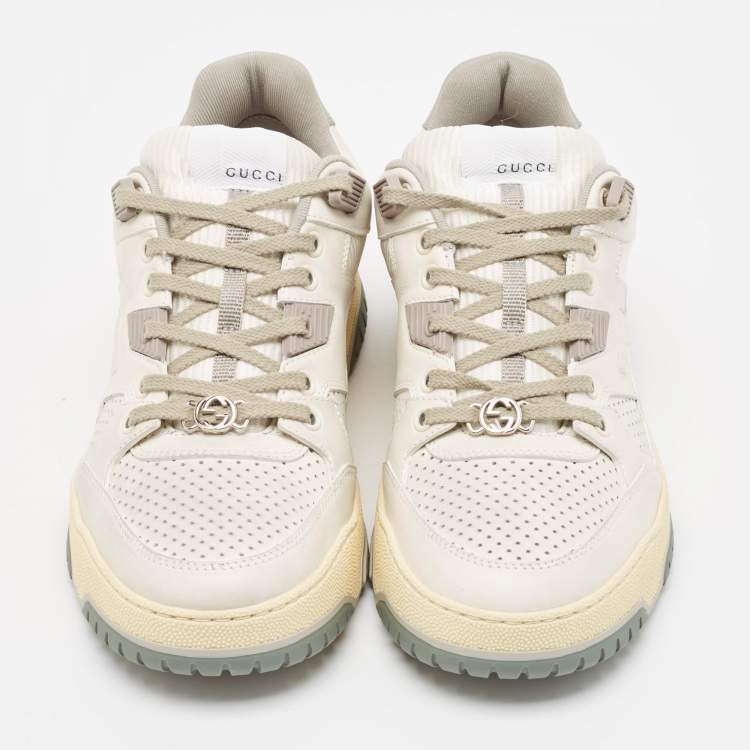 مملوكة مسبقًا Gucci Off White Distressed Leather Jones Sneakers Size 40