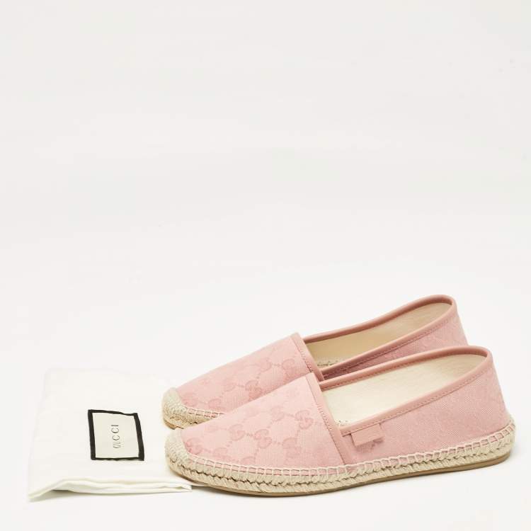 Pre Owned Gucci Pink GG Canvas Espadrille Flats Size 37
