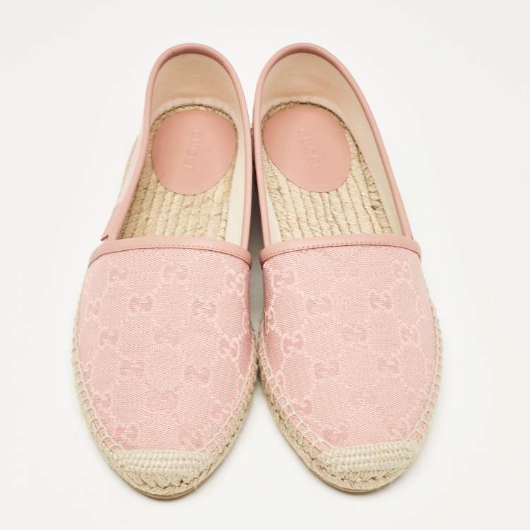 Pre Owned Gucci Pink GG Canvas Espadrille Flats Size 37