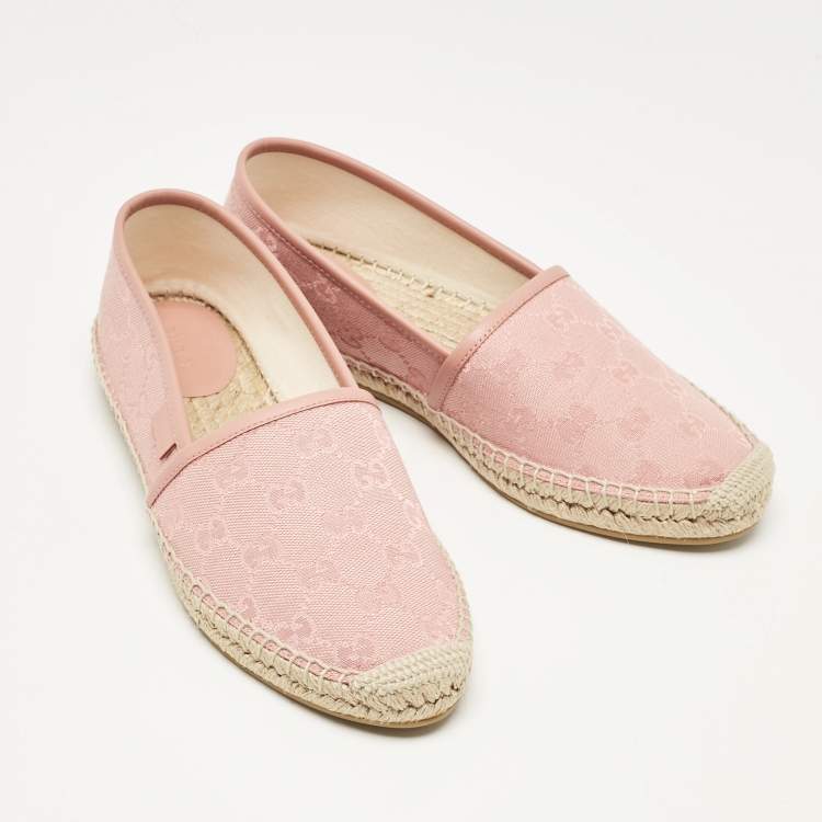 Pre Owned Gucci Pink GG Canvas Espadrille Flats Size 37