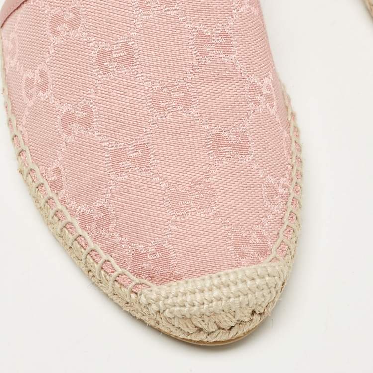Pre Owned Gucci Pink GG Canvas Espadrille Flats Size 37