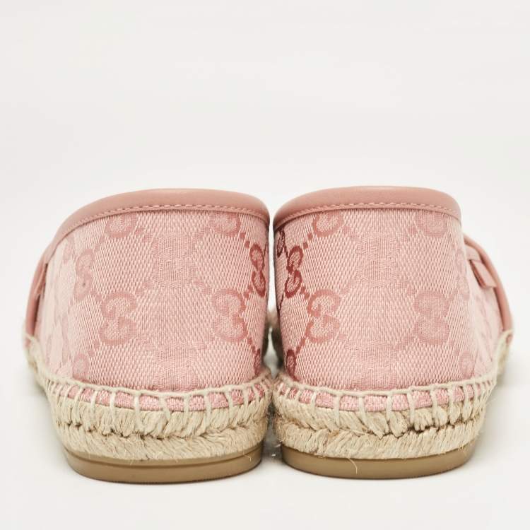 Pre Owned Gucci Pink GG Canvas Espadrille Flats Size 37
