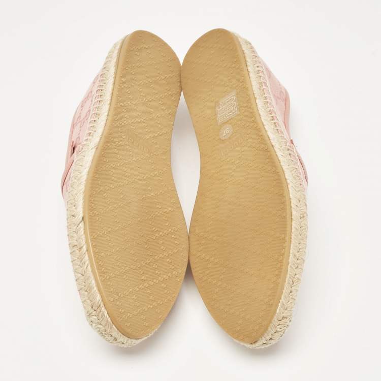 Pre Owned Gucci Pink GG Canvas Espadrille Flats Size 37
