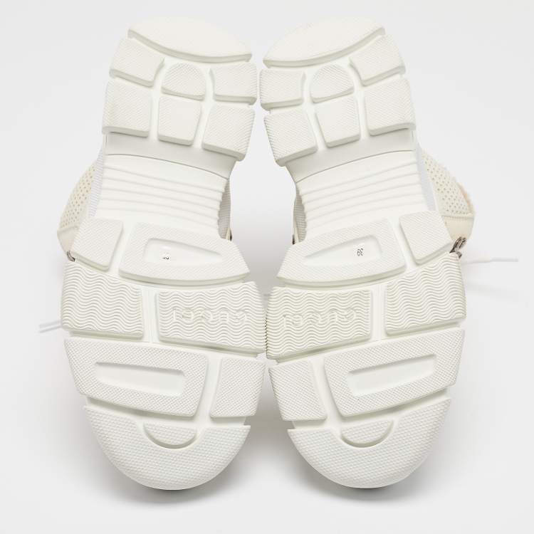 Pre Owned Gucci White Canvas and Leather Flashtrek High Top Sneakers Size 39