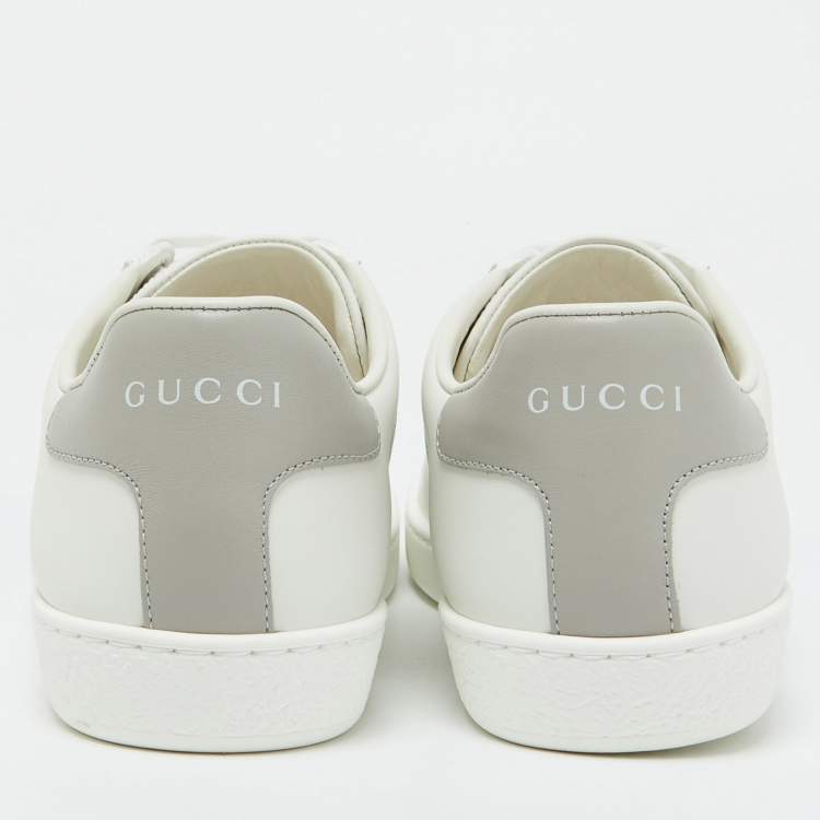 Pre Owned Gucci White/Grey Leather Interlocking G Ace Low Top Sneakers Size 39