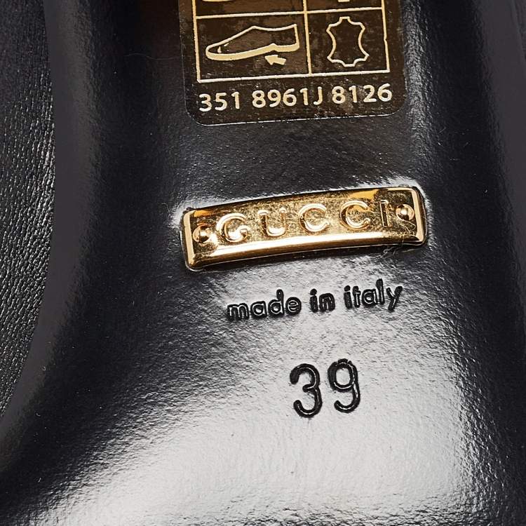 Pre Owned Gucci Black Leather Horsebit Block Heel Pumps Size 39