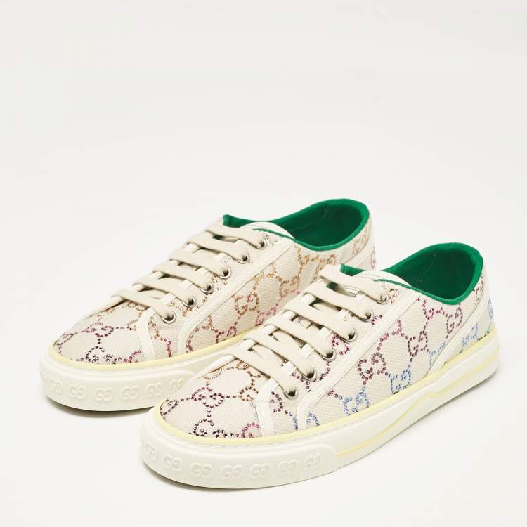 Pre Owned Gucci Multicolor Crystal GG Canvas Tennis 1977 Sneakers Size 38.5
