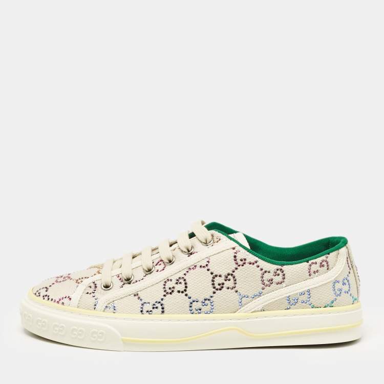Pre Owned Gucci Multicolor Crystal GG Canvas Tennis 1977 Sneakers Size 38.5