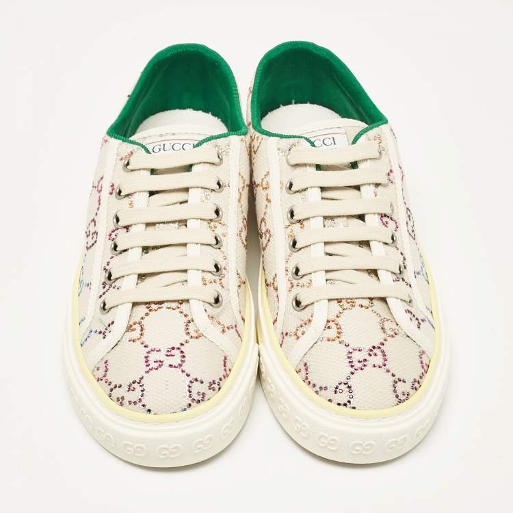 Pre Owned Gucci Multicolor Crystal GG Canvas Tennis 1977 Sneakers Size 38.5