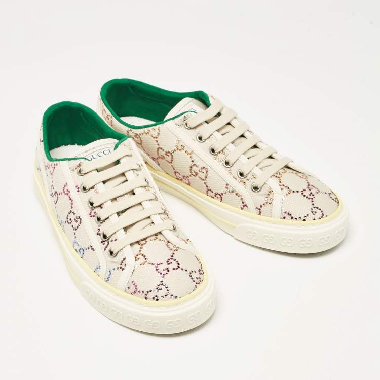 Pre Owned Gucci Multicolor Crystal GG Canvas Tennis 1977 Sneakers Size 38.5