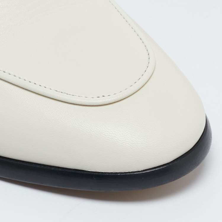 Pre Owned Gucci White Leather Jordaan Slip On Loafers Size 40