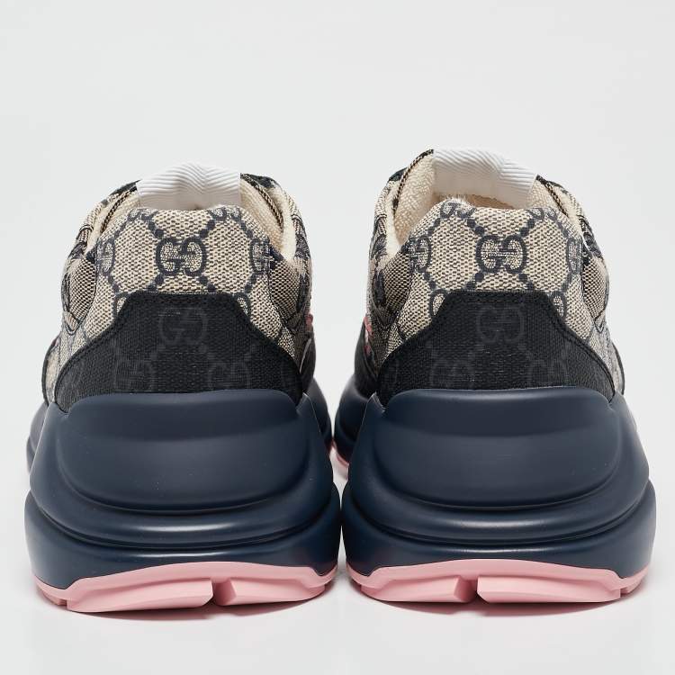 Pre Owned Gucci Multicolor GG Supreme Canvas Rhyton Sneakers Size 37.5