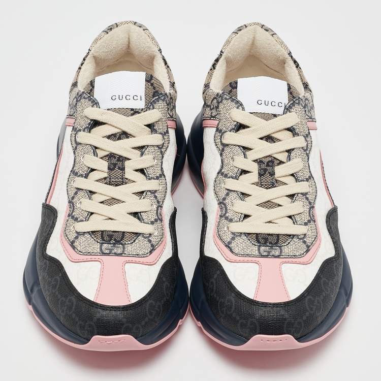 Pre Owned Gucci Multicolor GG Supreme Canvas Rhyton Sneakers Size 37.5