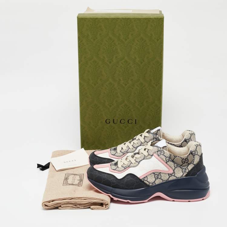 Pre Owned Gucci Multicolor GG Supreme Canvas Rhyton Sneakers Size 37.5