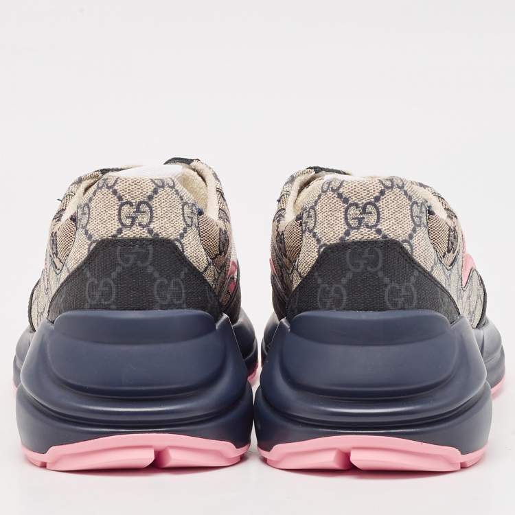 Pre Owned Gucci Multicolor GG Supreme Canvas Rhyton Sneakers Size 40