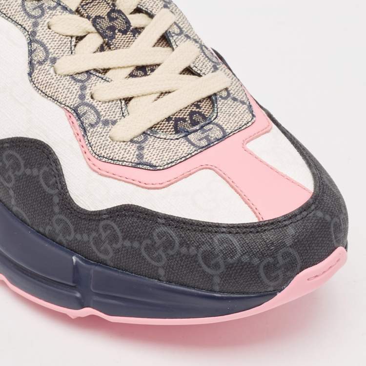Pre Owned Gucci Multicolor GG Supreme Canvas Rhyton Sneakers Size 40