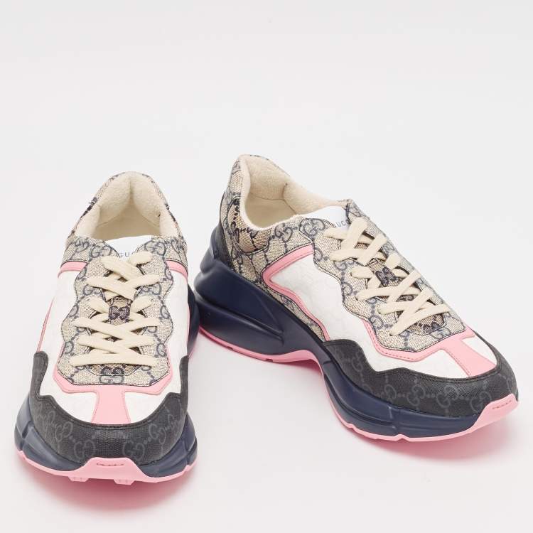Pre Owned Gucci Multicolor GG Supreme Canvas Rhyton Sneakers Size 40