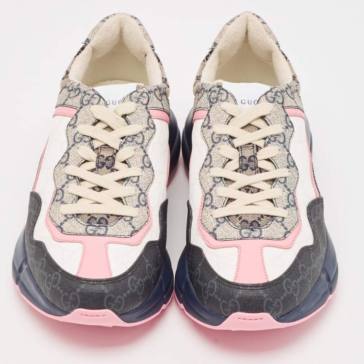 Pre Owned Gucci Multicolor GG Supreme Canvas Rhyton Sneakers Size 40