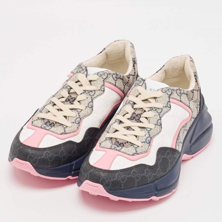 Pre Owned Gucci Multicolor GG Supreme Canvas Rhyton Sneakers Size 40