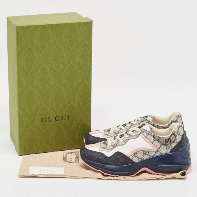 Pre Owned Gucci Multicolor GG Supreme Canvas Rhyton Sneakers Size 40
