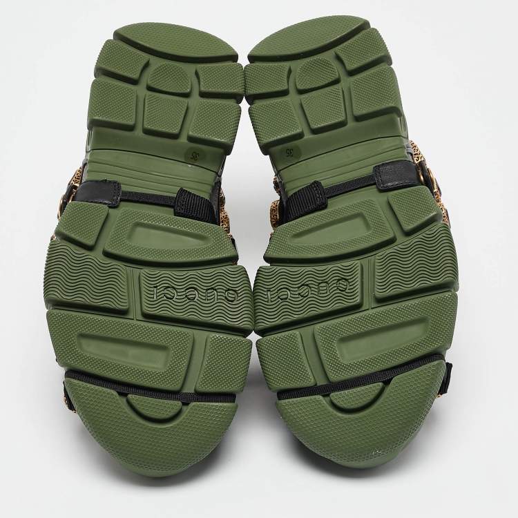 Pre Owned Gucci Multilcolor Leather and Mesh Flashtrek Sneakers Size 35