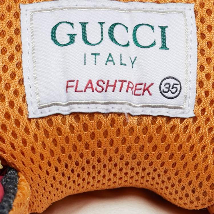 Pre Owned Gucci Pink Jumbo GG Velvet and Mesh Flashtrek Sneakers Size 35