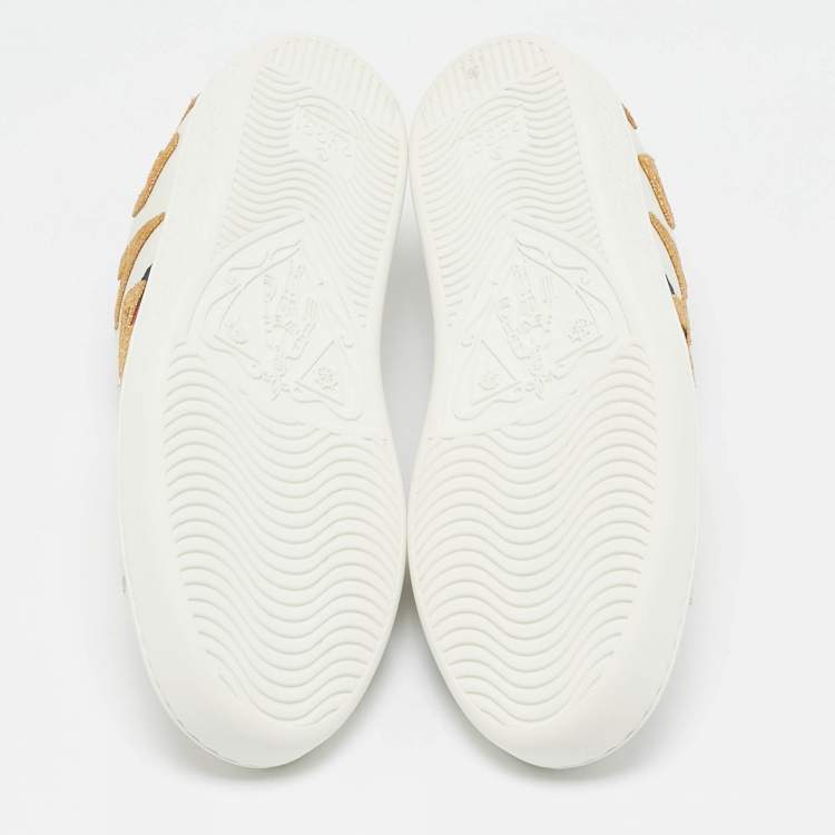Pre Owned Gucci White Leather Ace Loved Lace Up Sneakers Size 36