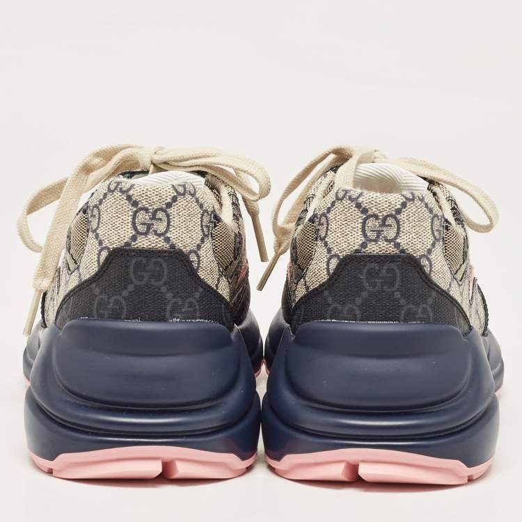 Pre Owned Gucci Multicolor GG Supreme Canvas Rhyton Sneakers Size 37