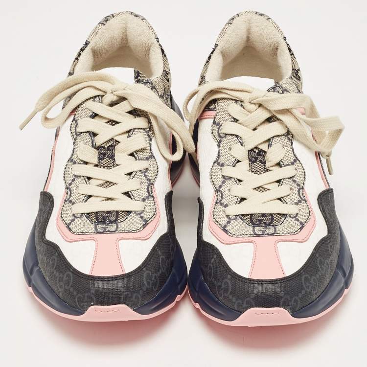 Pre Owned Gucci Multicolor GG Supreme Canvas Rhyton Sneakers Size 37
