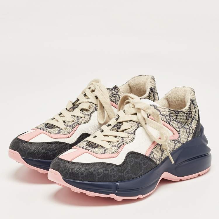 Pre Owned Gucci Multicolor GG Supreme Canvas Rhyton Sneakers Size 37