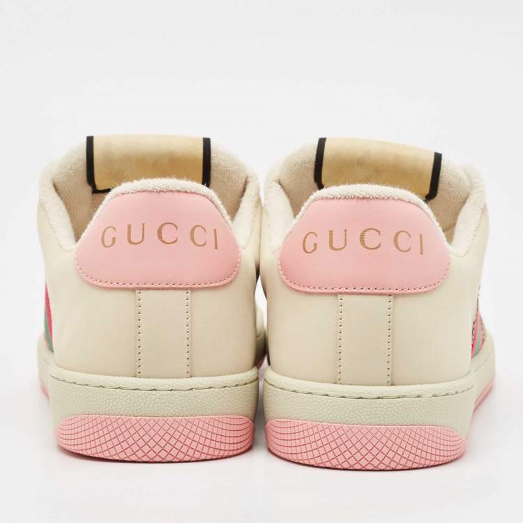 Pre Owned Gucci Multicolor Nubuck Leather and Crystal GG Canvas Screener Sneakers Size 41