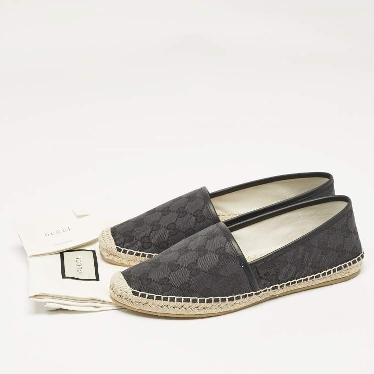 Pre Owned Gucci Black GG Canvas Slip On Espadrille Flats Size 40 